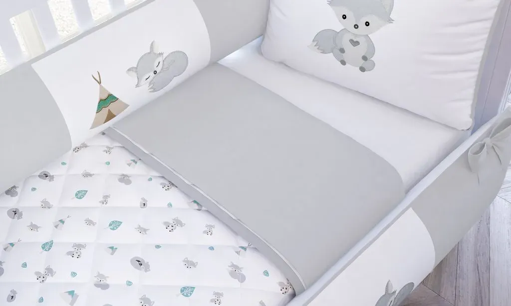 Edredom Branco Raposinha Cinza
