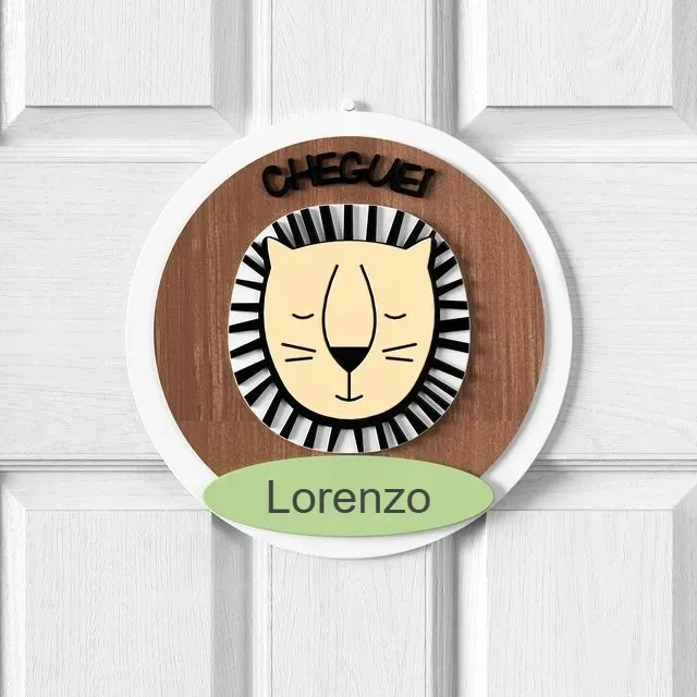 Porta Maternidade Personalizado Leão Amiguinhos da Floresta - Lorenzo	