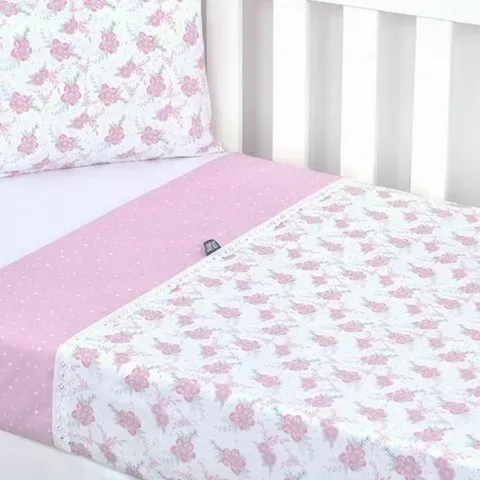Jogo de Lençol Berço Florzinha Rosa