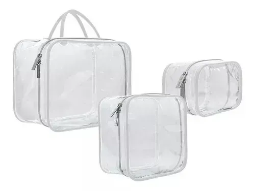 Kit Necessaire Impermeável Viagem Cinza Fosco	