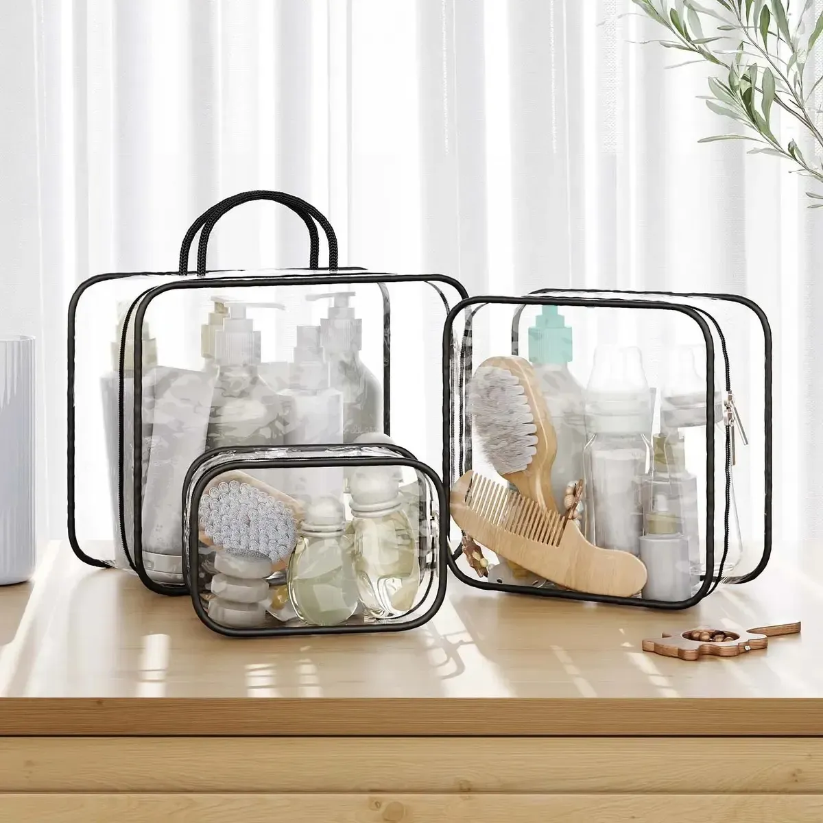 Kit Necessaire Impermeável Viagem Preto Fosco