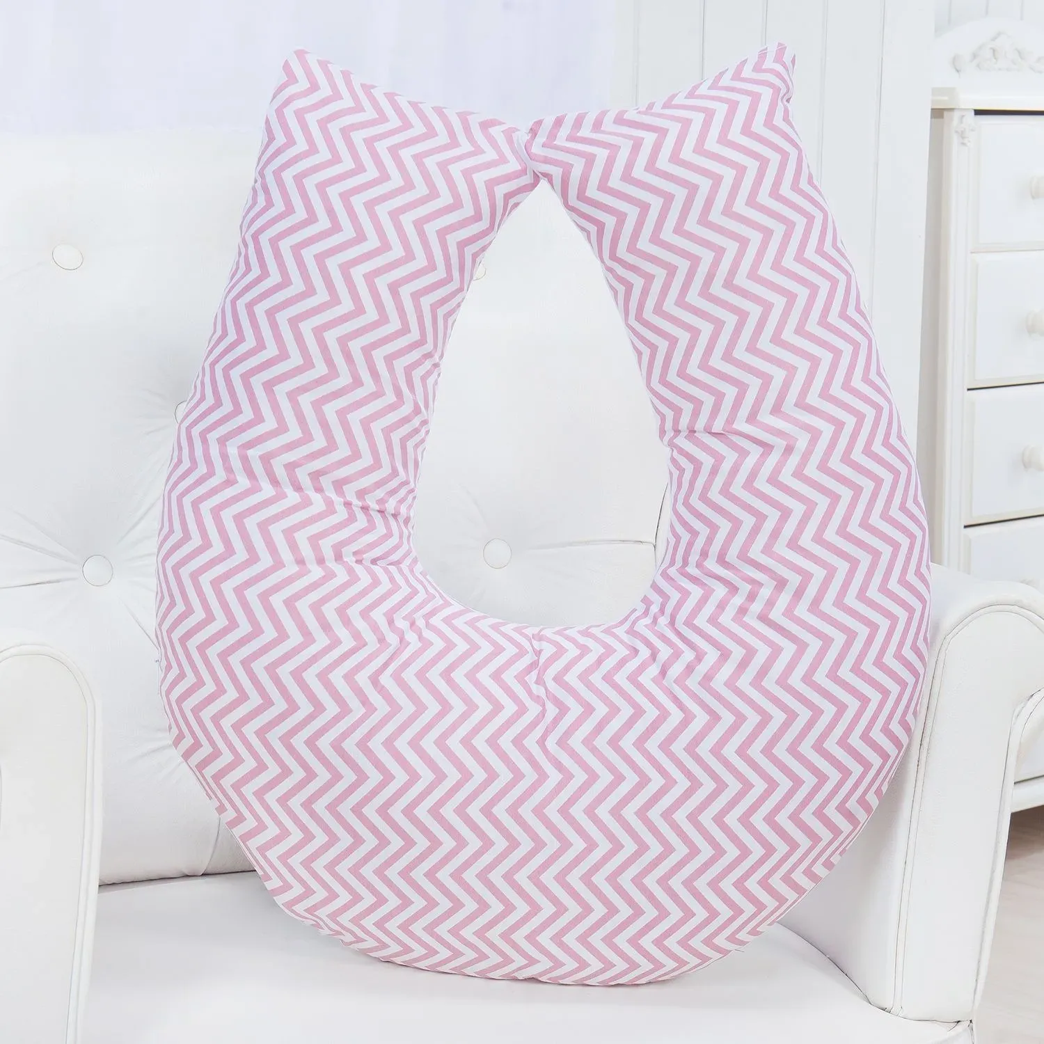 Almofada Amamentação Chevron Rosa